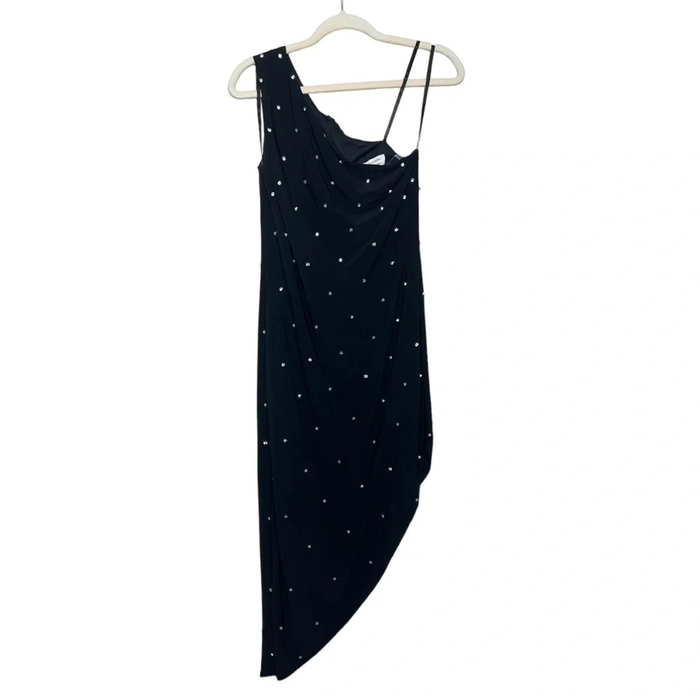 NWOT MAC DUGGAL Ieena Asymmetric Rhinestone Embellished Midi-Dress. Size 4 - Picture 5 of 11
